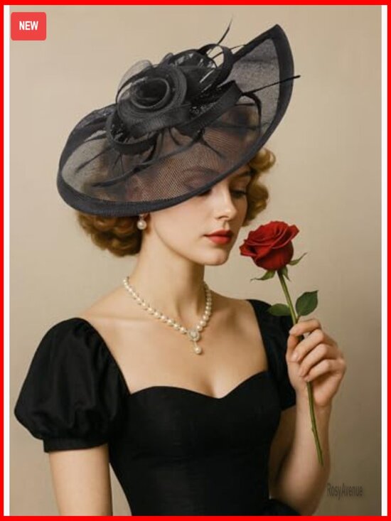 Feather Fascinator Derby Hat with Headband & Clip for Formal Occasions main image 4